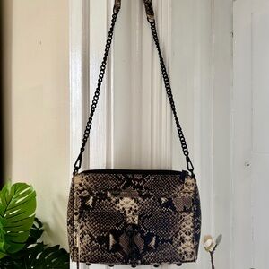 Rebecca Minkoff Black and Brown Snake Print Crossbody Bag